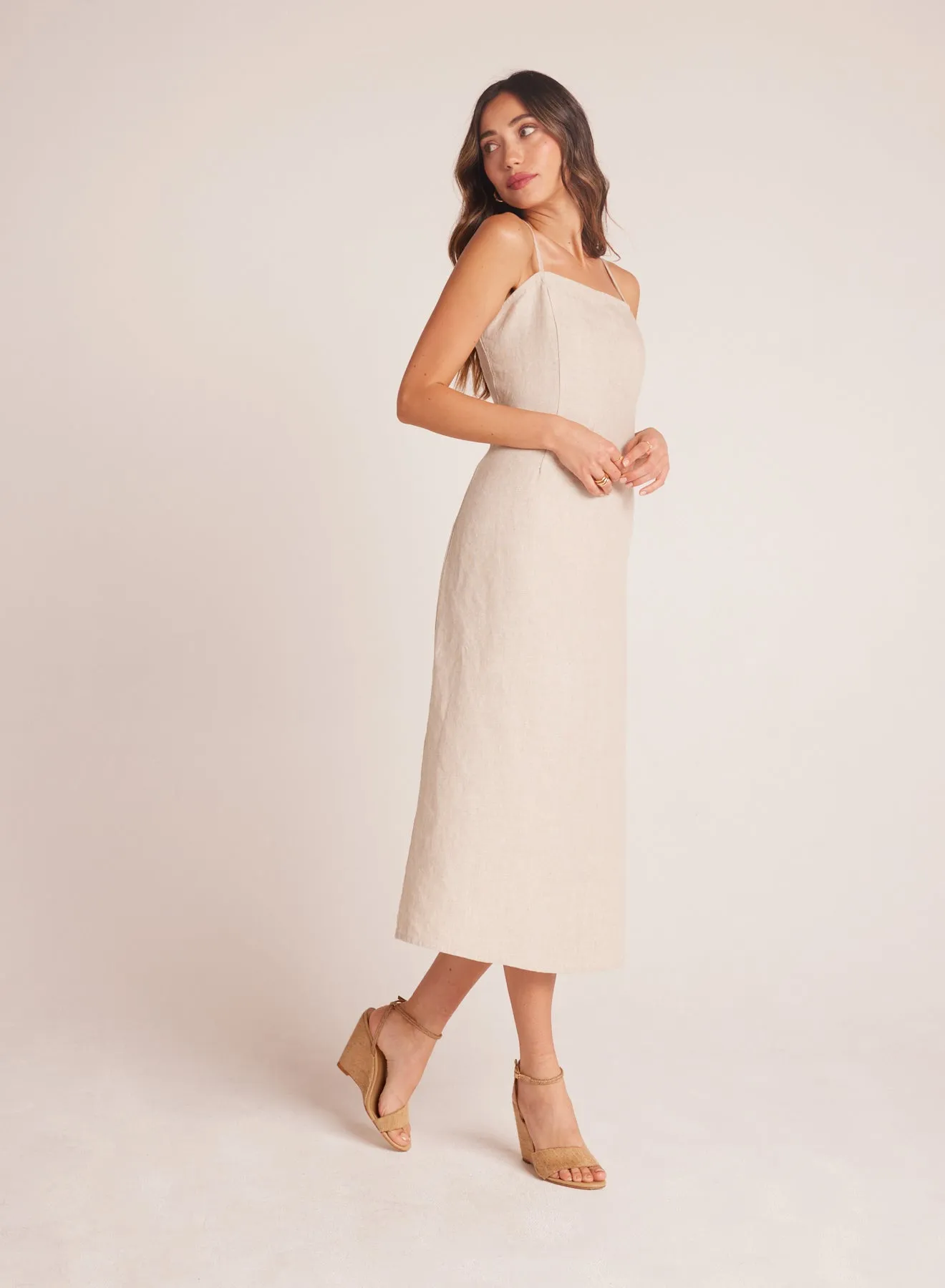 Fitted Cami Midi Dress - Linen Sand