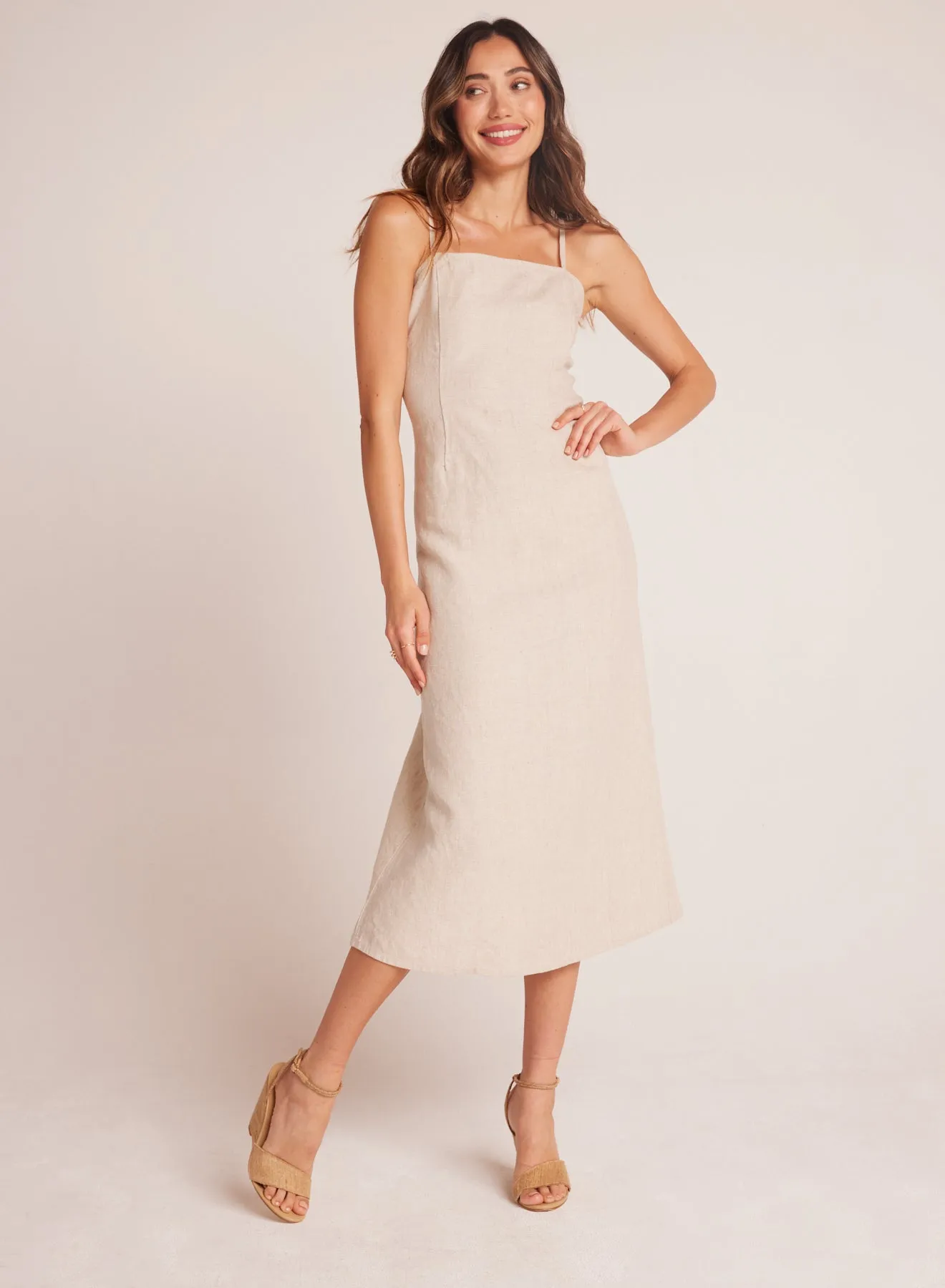 Fitted Cami Midi Dress - Linen Sand