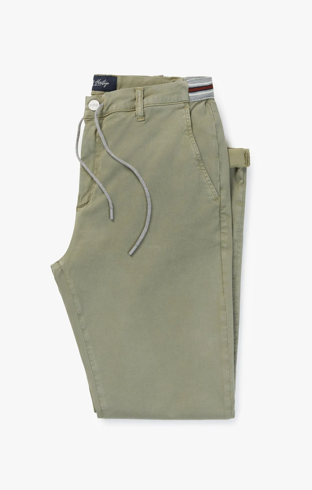 Formia Drawstring Chino Pants In Moss Green Soft Touch