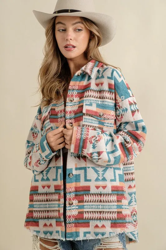 Frayed Aztec Western Jacket