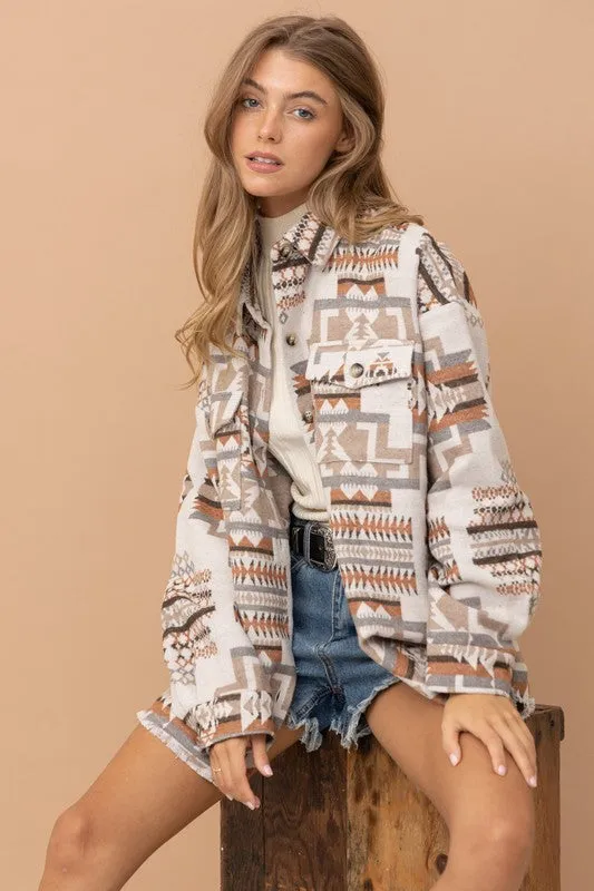 Frayed Aztec Western Jacket