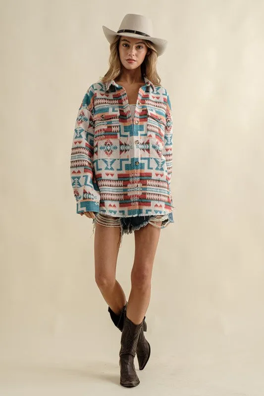 Frayed Aztec Western Jacket