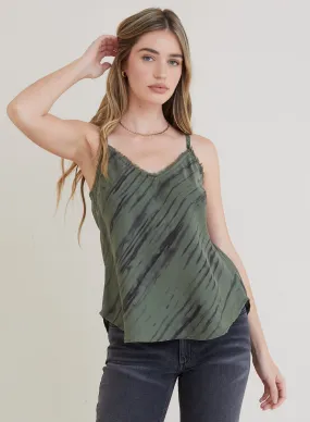 Frayed Tencel Cami - Fernwood Stripe