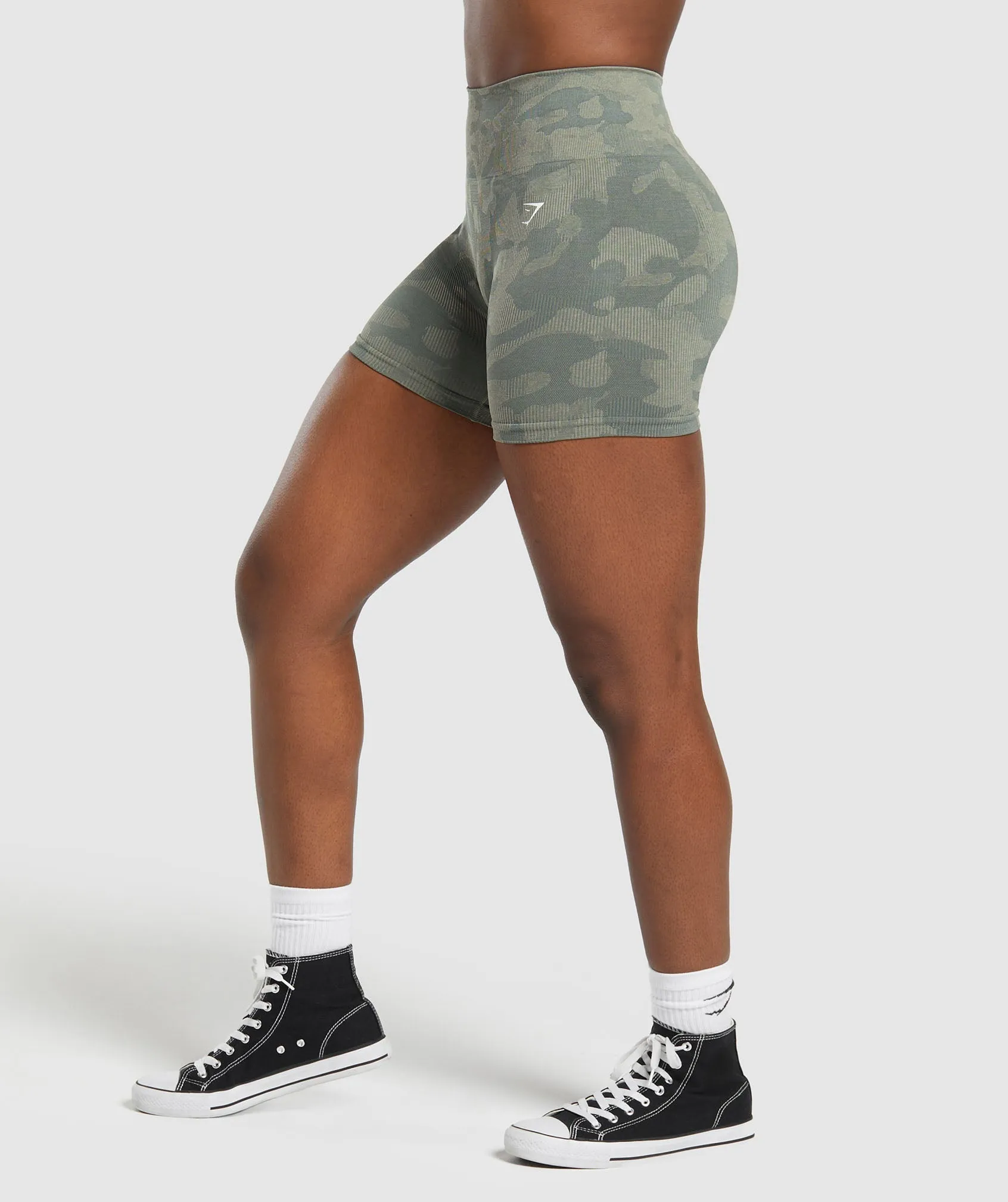 Gymshark Adapt Camo Seamless Shorts - Unit Green/Chalk Green