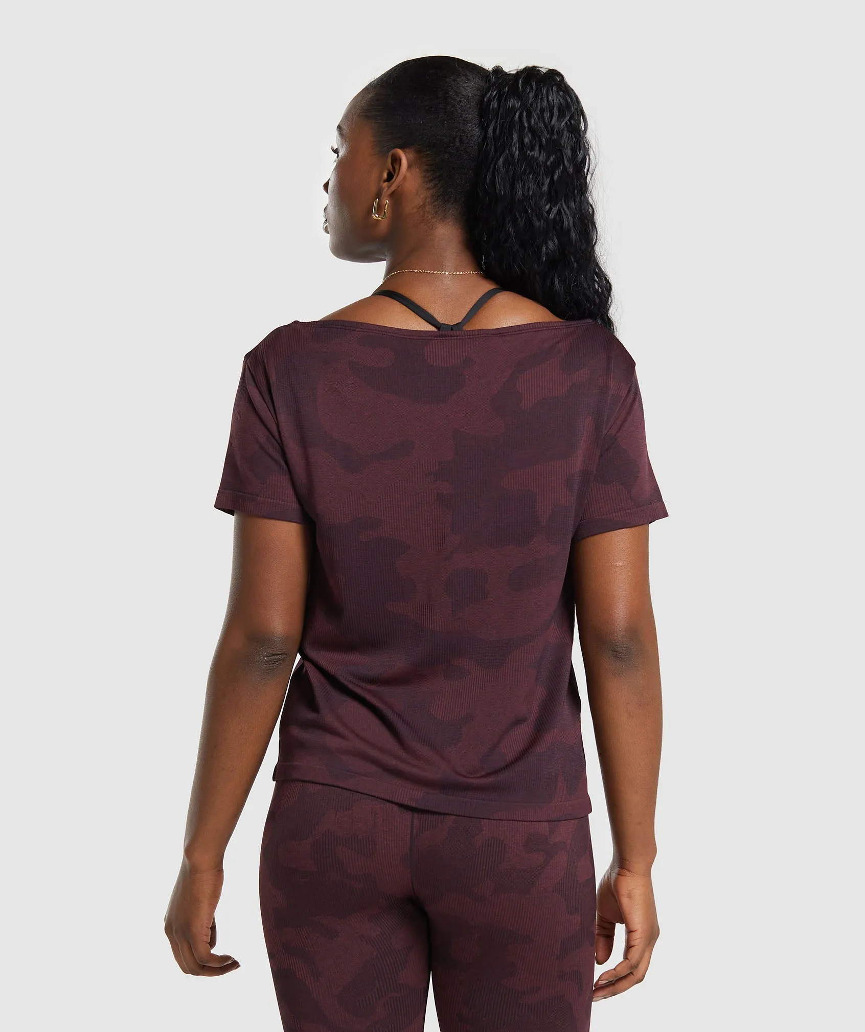 Gymshark Adapt Camo Seamless T-Shirt - Plum Brown/Burgundy Brown