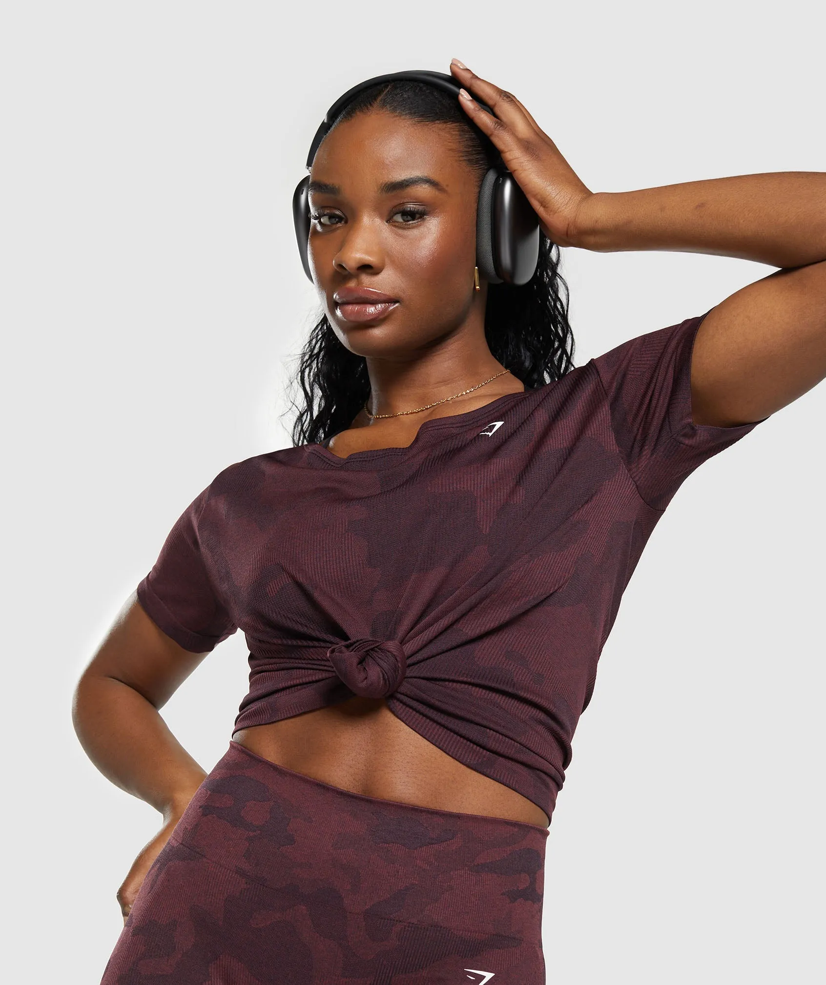 Gymshark Adapt Camo Seamless T-Shirt - Plum Brown/Burgundy Brown