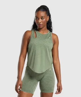 Gymshark Adapt Safari Seamless Drop Arm Faded Tank - Force Green/Faded Green