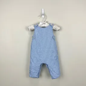 Jacadi Paris Quilted Blue Gingham Jumpsuit Overalls 3 Months