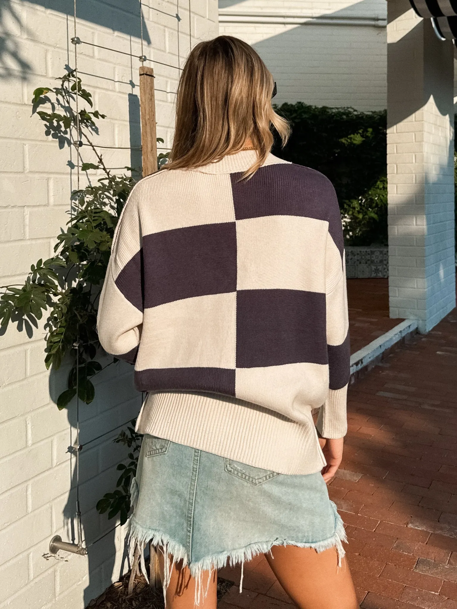 Keep You in Check Knit Sweater