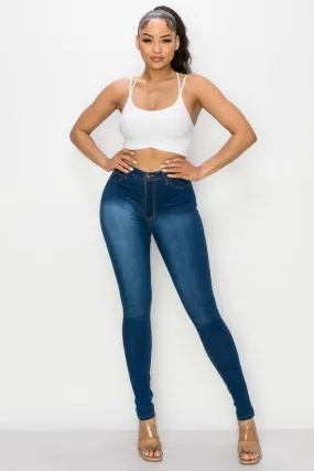 LO-126 OPEN PACK INDIGO HIGH WAISTED SKINNY DENIM JEANS