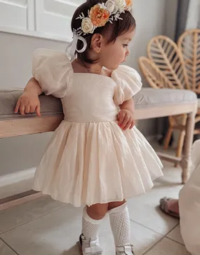 Lucy Puff Sleeve Champagne Baby Dress