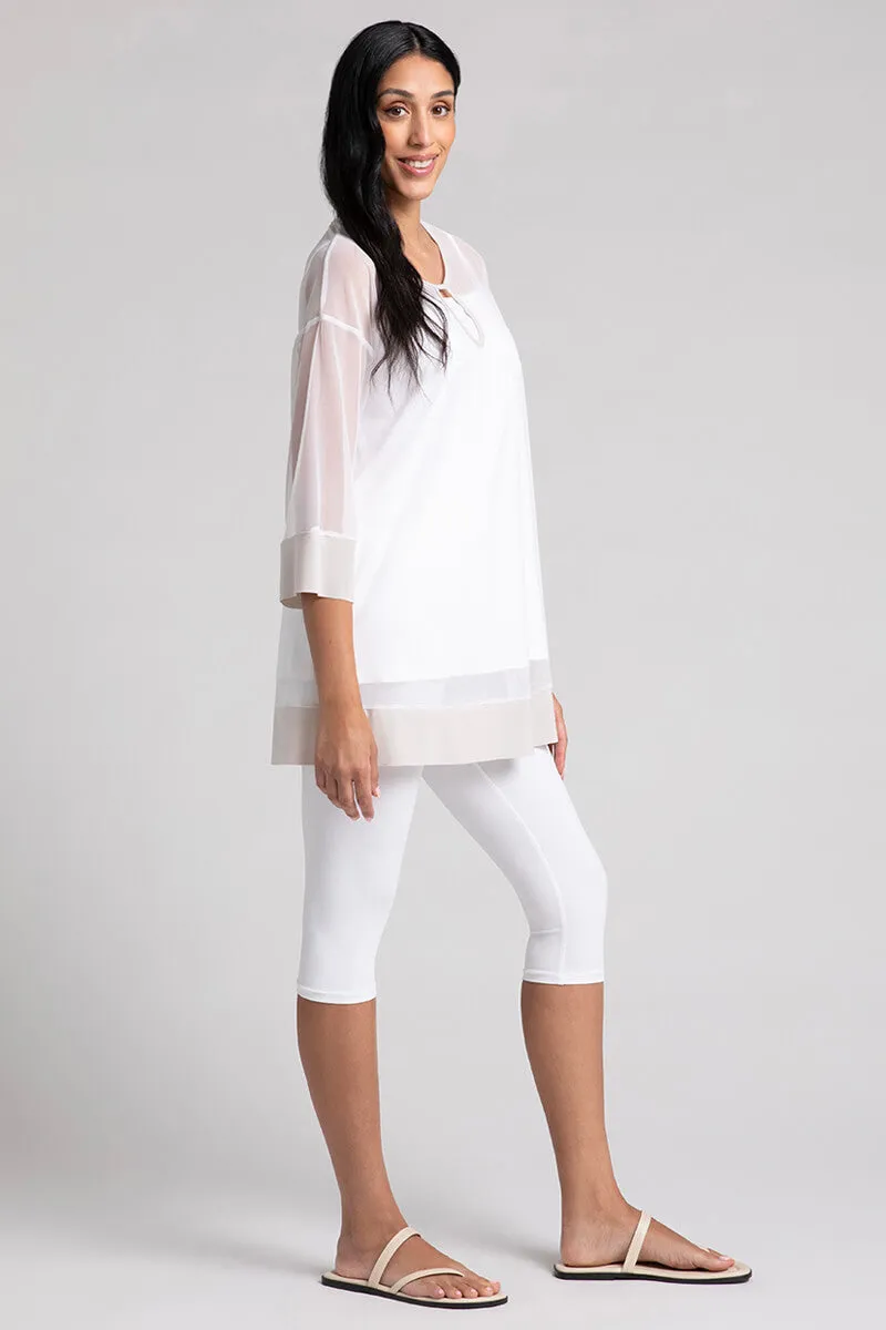 Mesh Keyhole Tunic | White