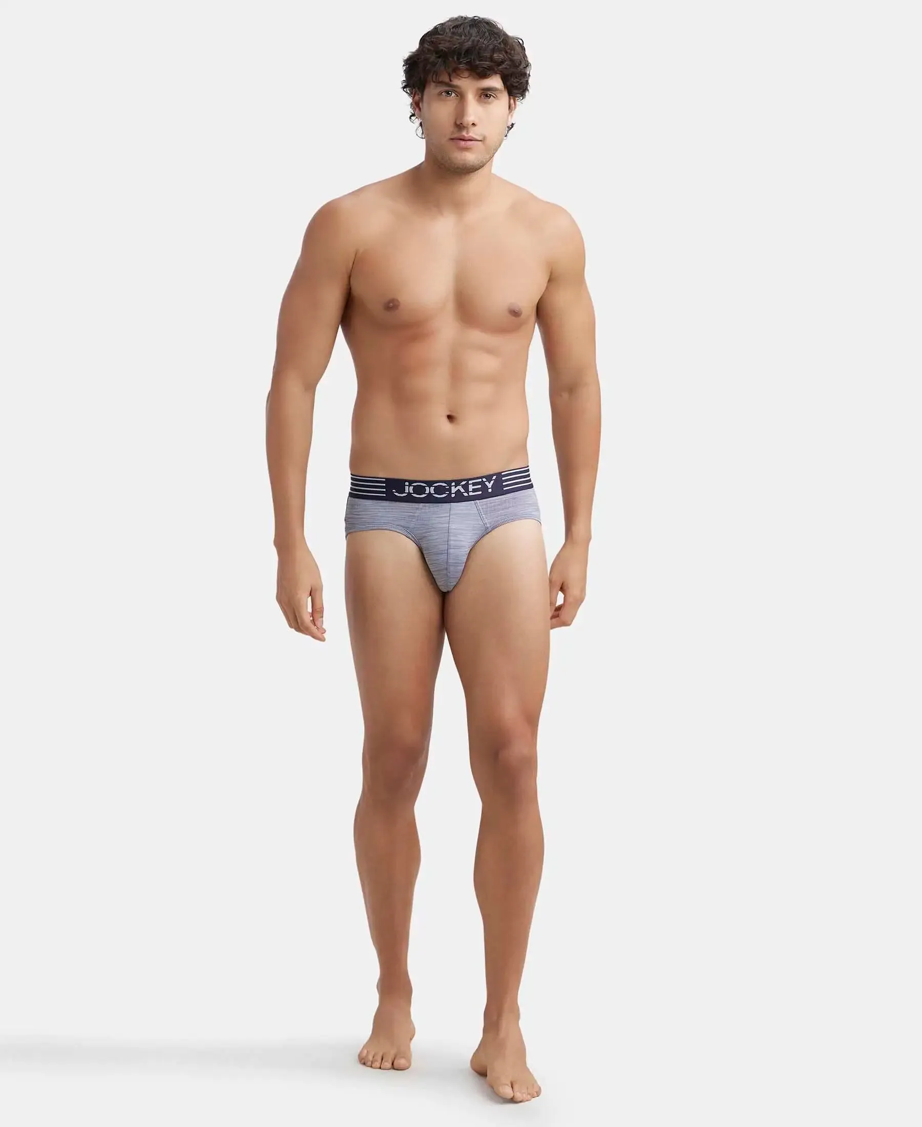 Microfiber Mesh Elastane Stretch Performance Brief with StayDry Technology - Mid Grey