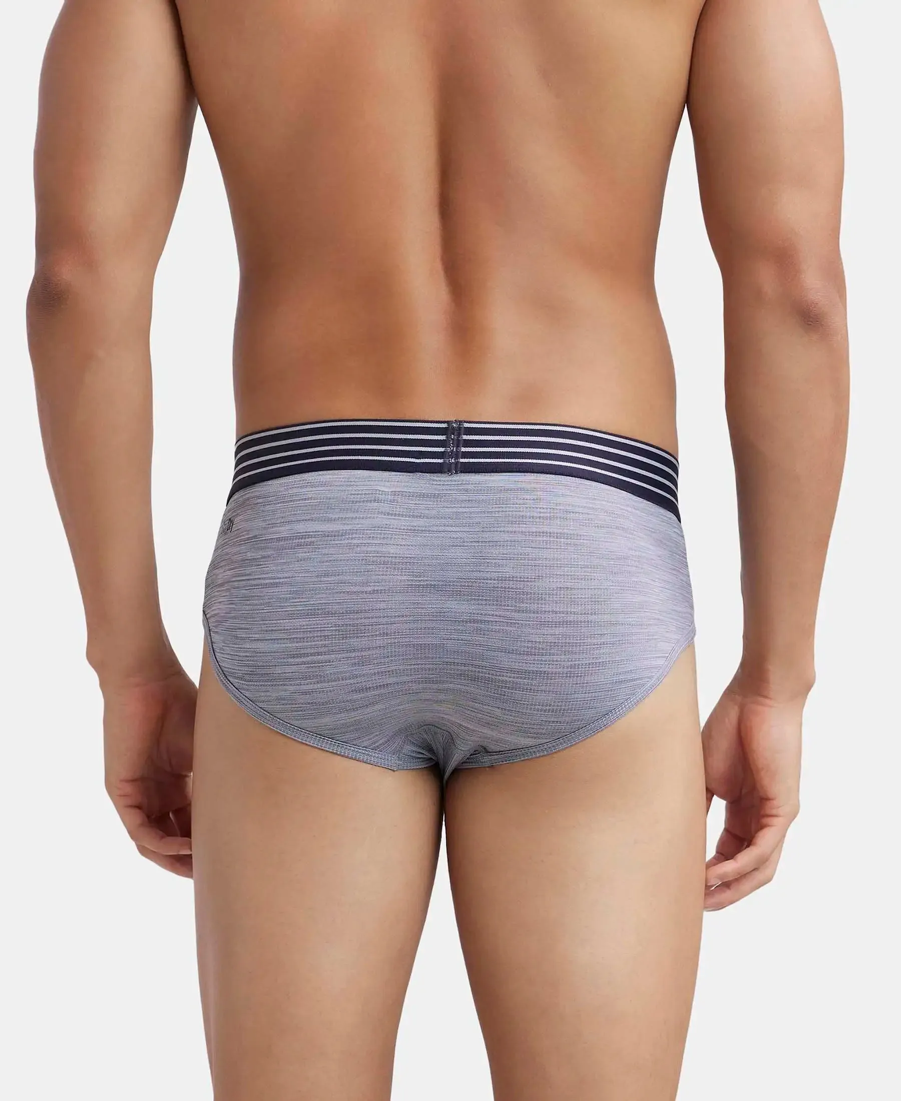 Microfiber Mesh Elastane Stretch Performance Brief with StayDry Technology - Mid Grey