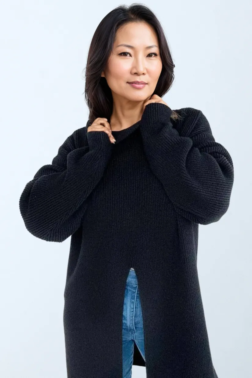 Muriel Mockneck Front Slit Sweater