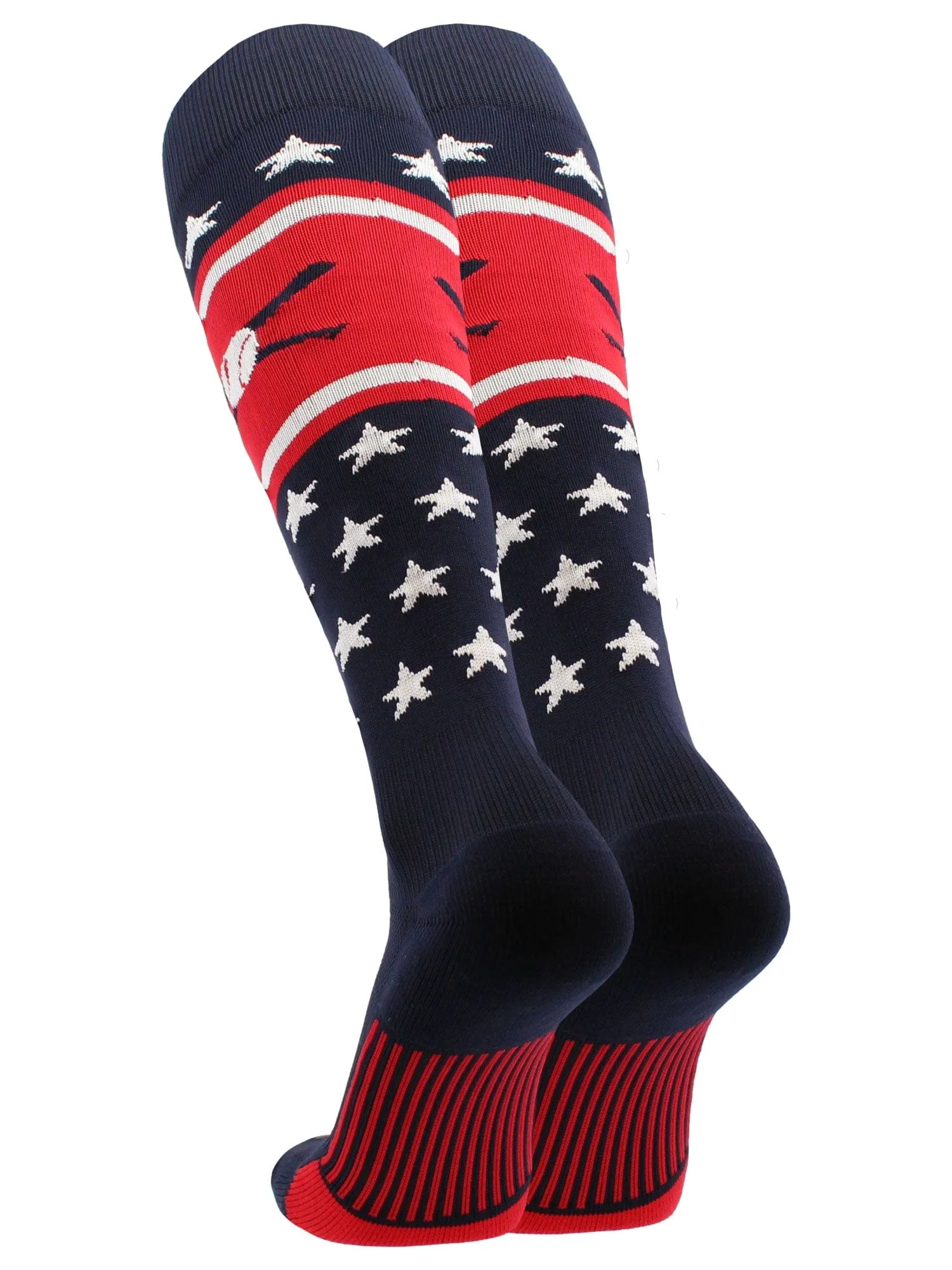 Patriotic USA Baseball Socks with Baseball Bats Logo