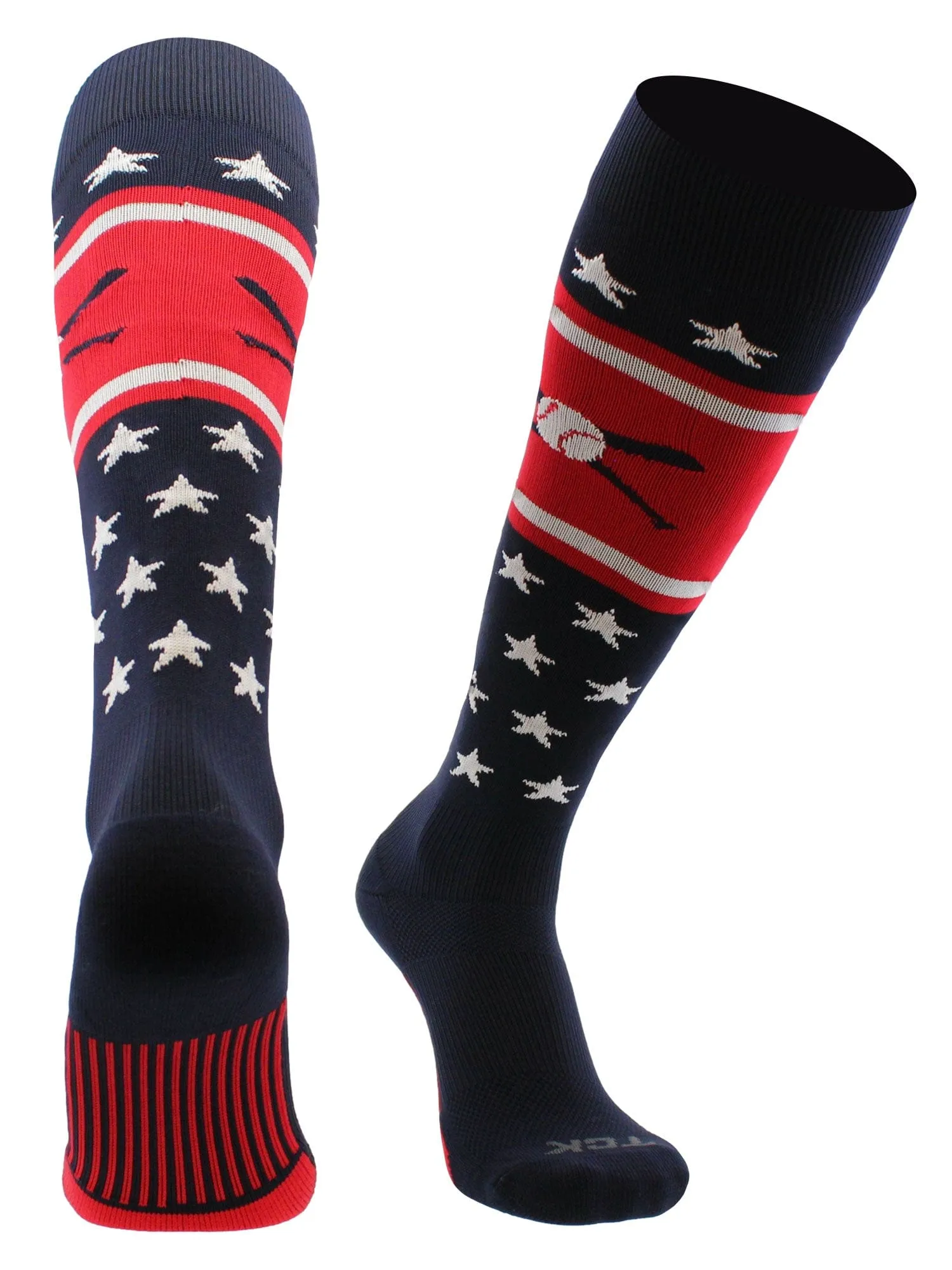 Patriotic USA Baseball Socks with Baseball Bats Logo