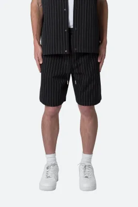 Pinstripe Shorts - Black