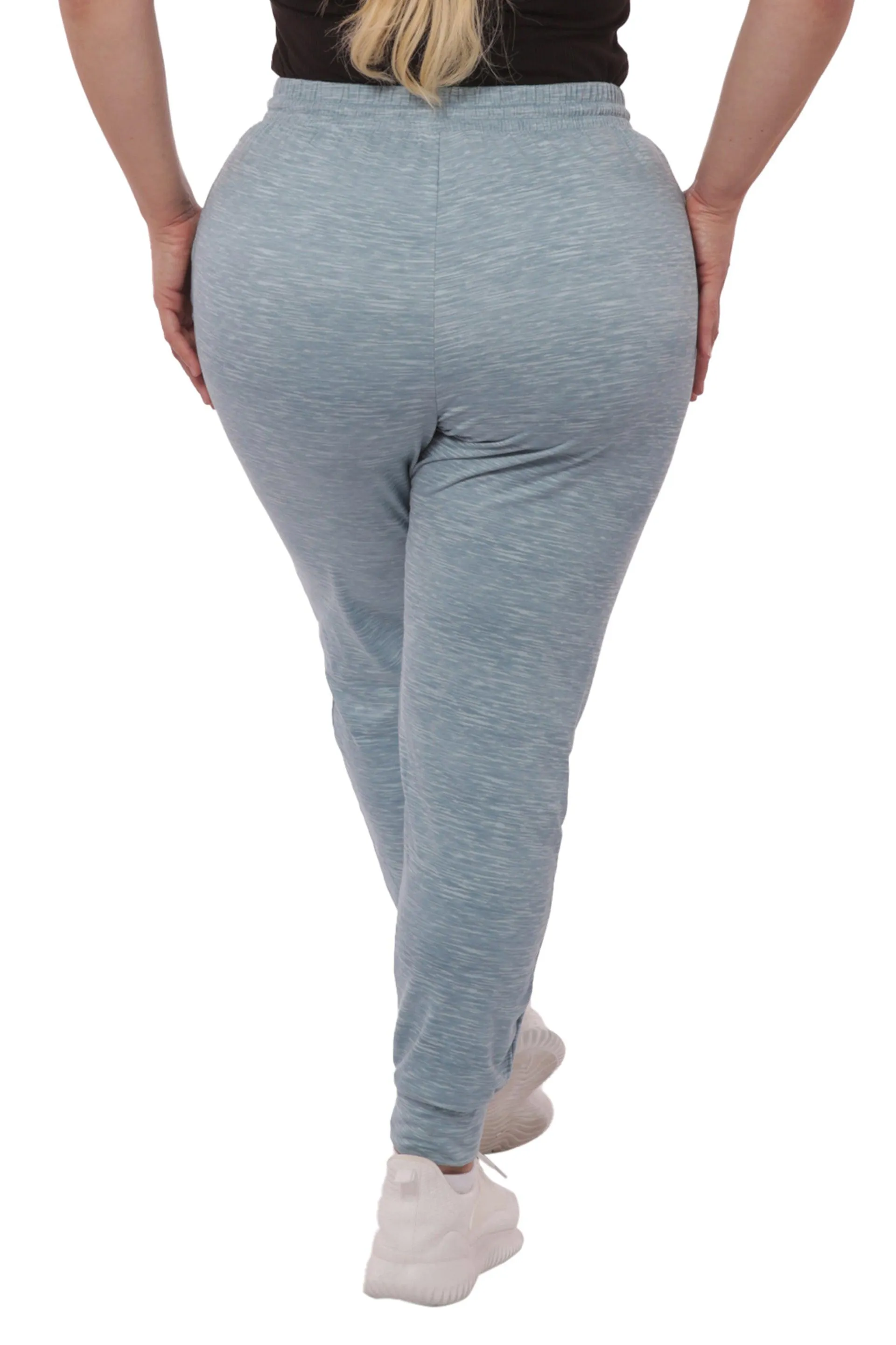 Plus Size Soft Brushed Fleece Lined Sweatpants - Aqua Space Dye