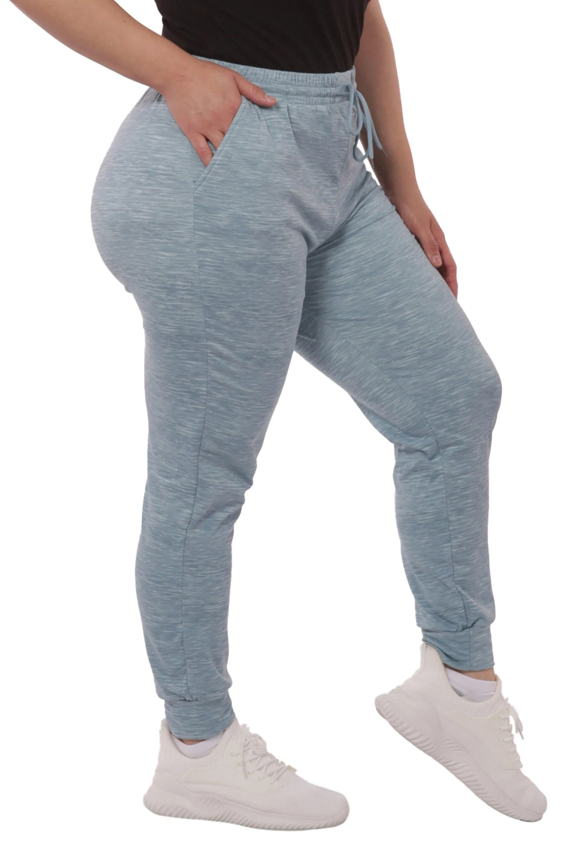 Plus Size Soft Brushed Fleece Lined Sweatpants - Aqua Space Dye