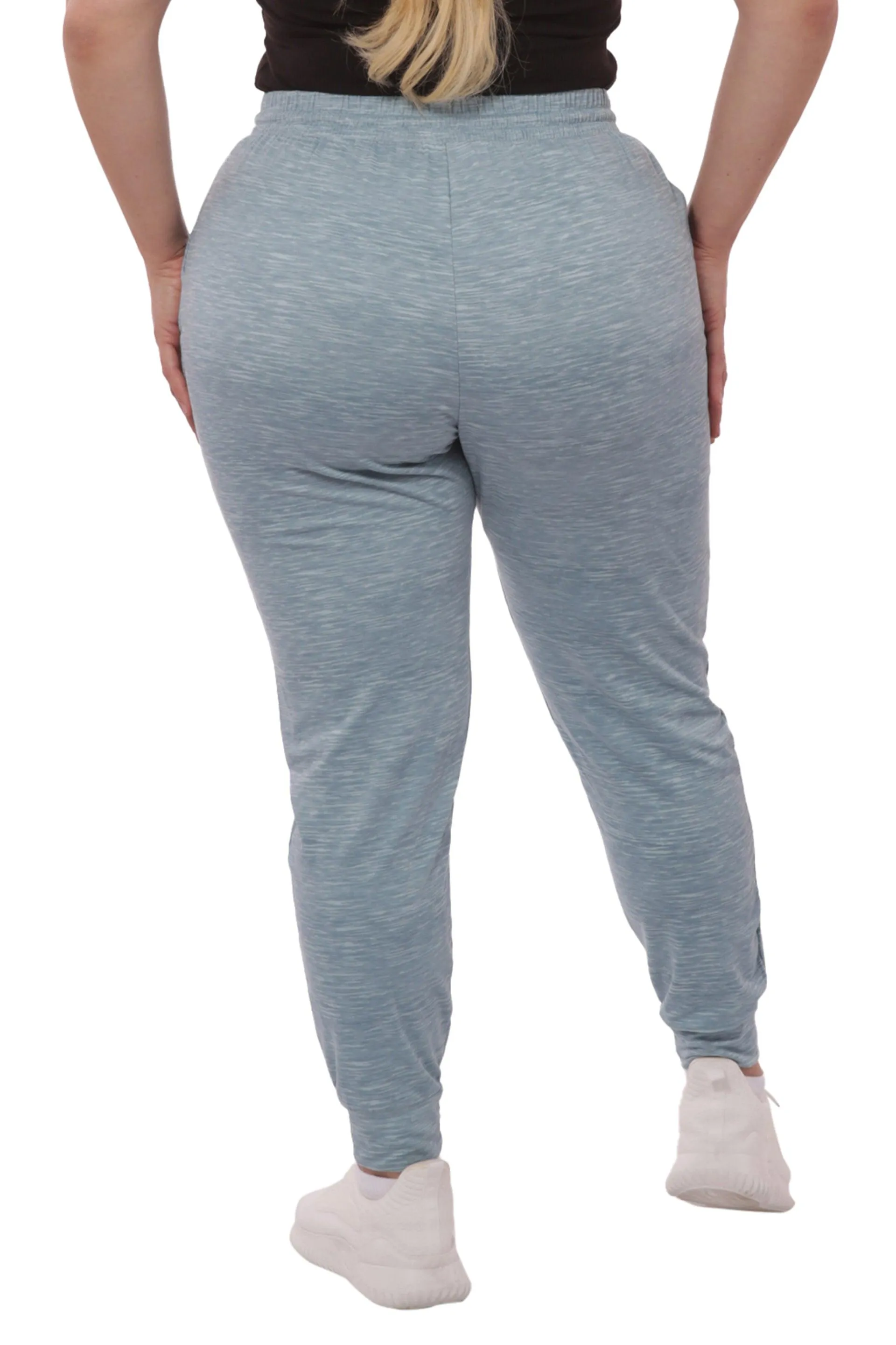 Plus Size Soft Brushed Fleece Lined Sweatpants - Aqua Space Dye