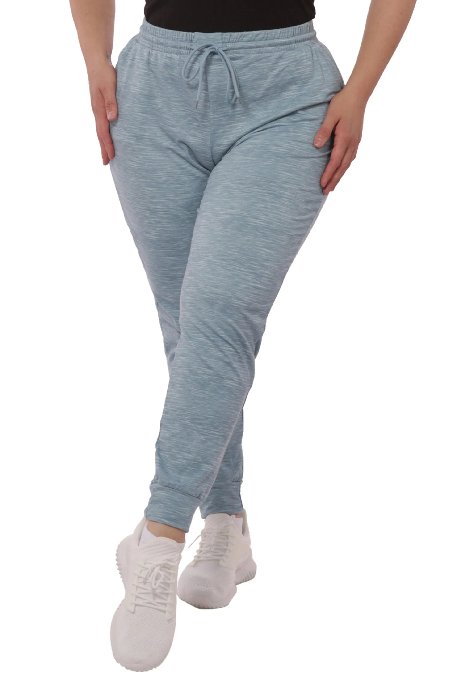 Plus Size Soft Brushed Fleece Lined Sweatpants - Aqua Space Dye