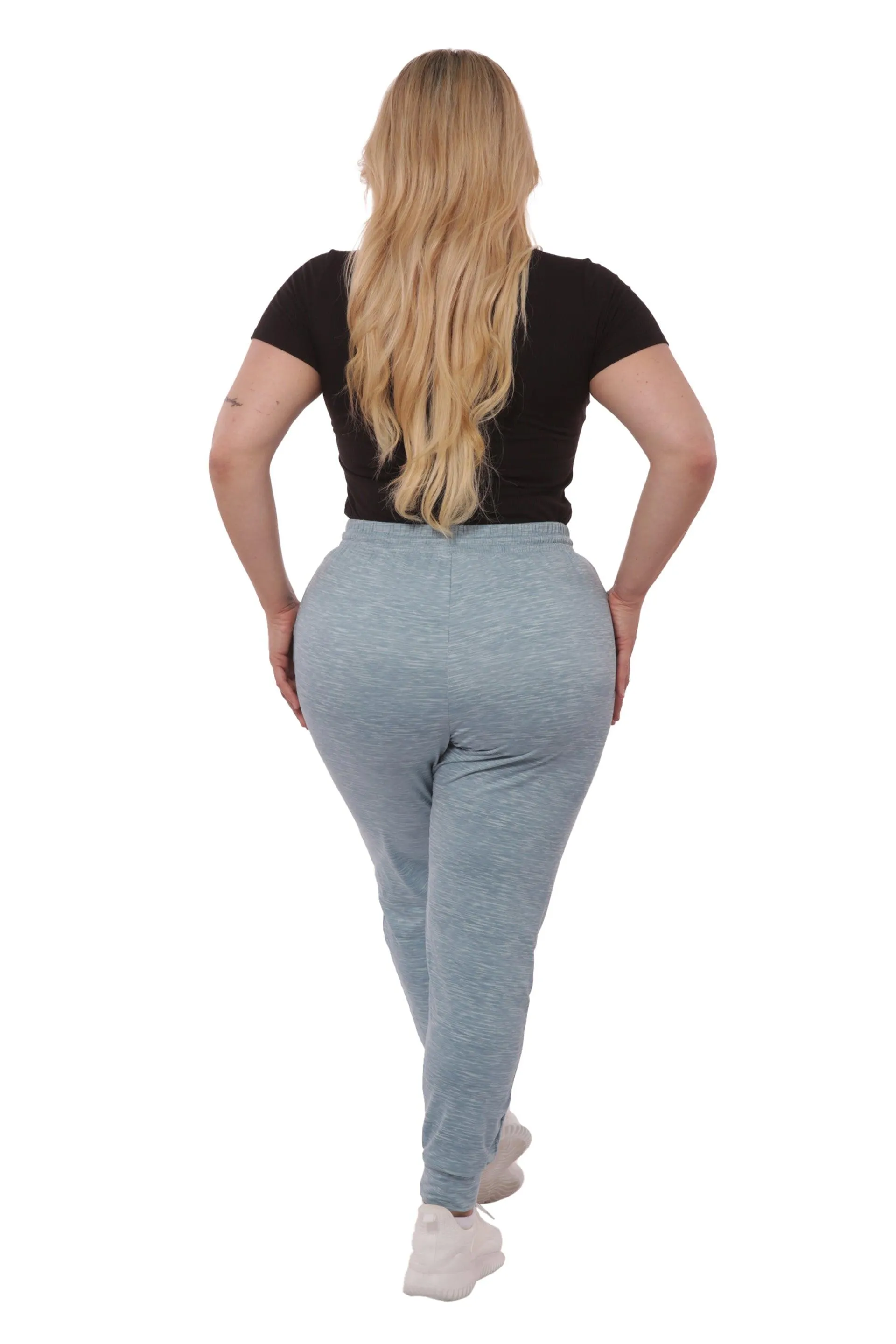 Plus Size Soft Brushed Fleece Lined Sweatpants - Aqua Space Dye