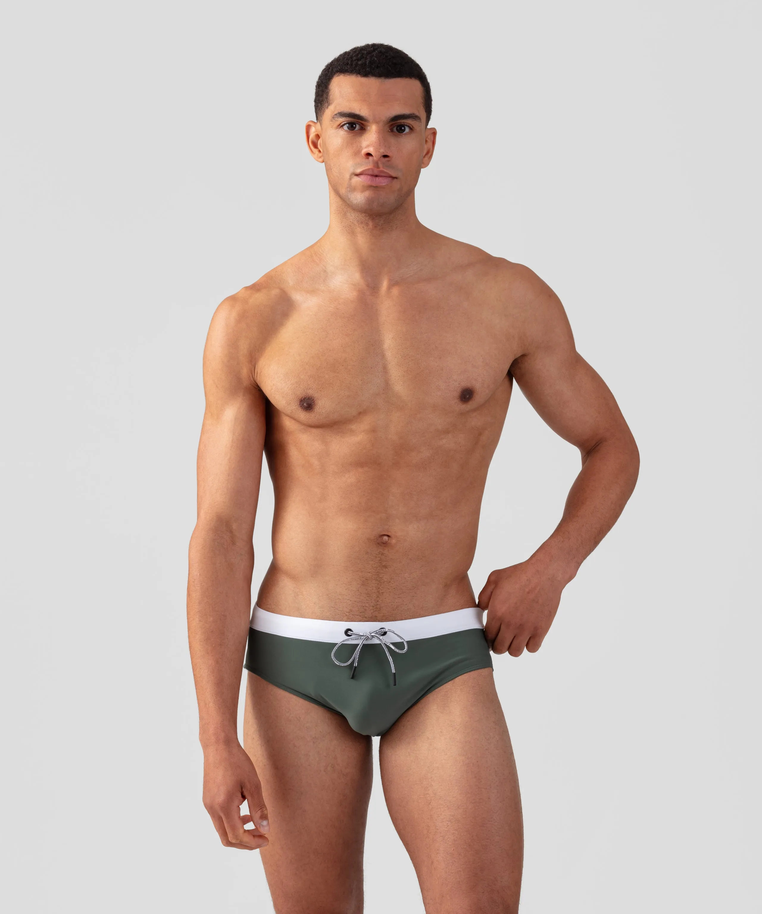 RD Swim Briefs w. White Waistband: Army Green