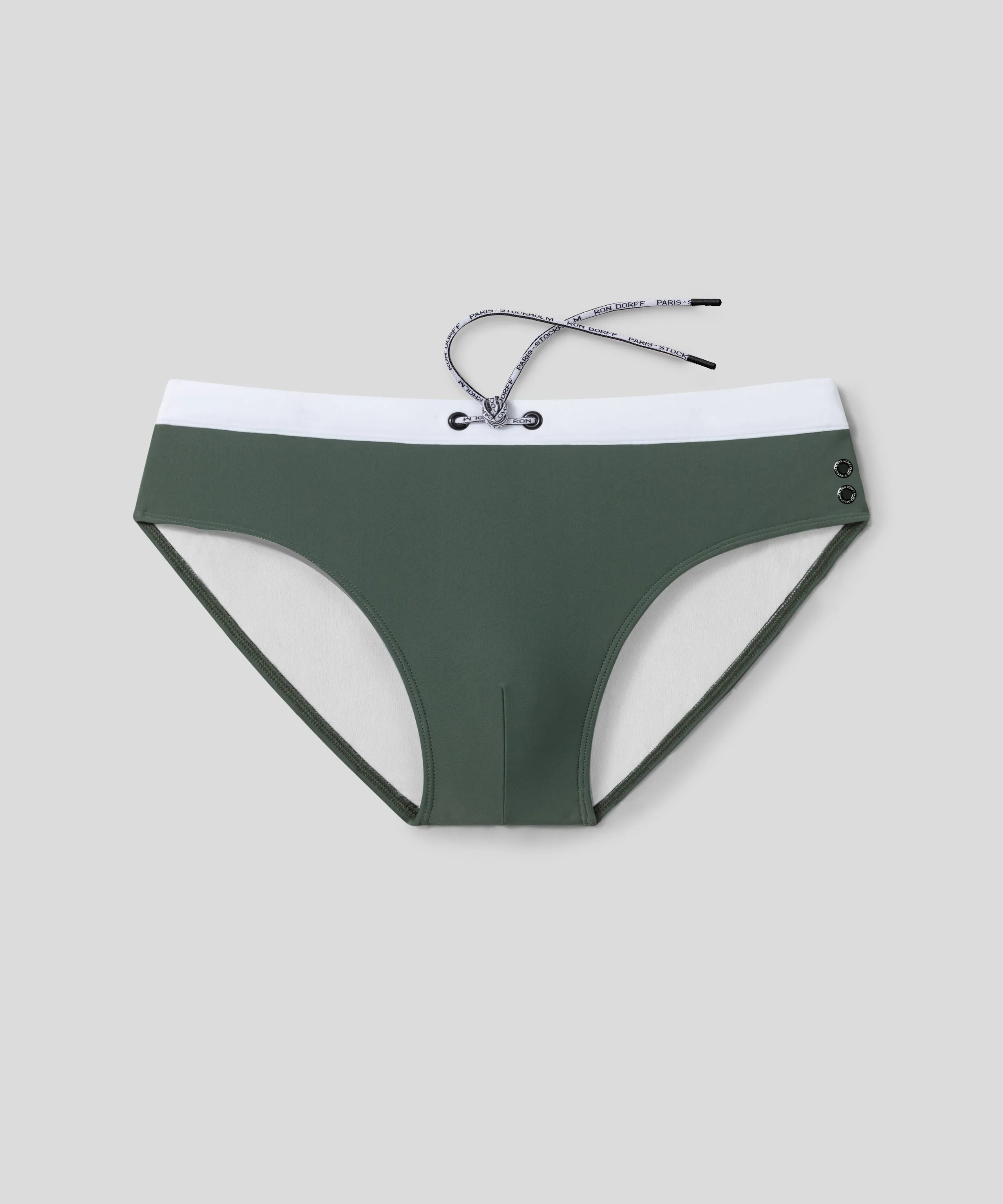 RD Swim Briefs w. White Waistband: Army Green