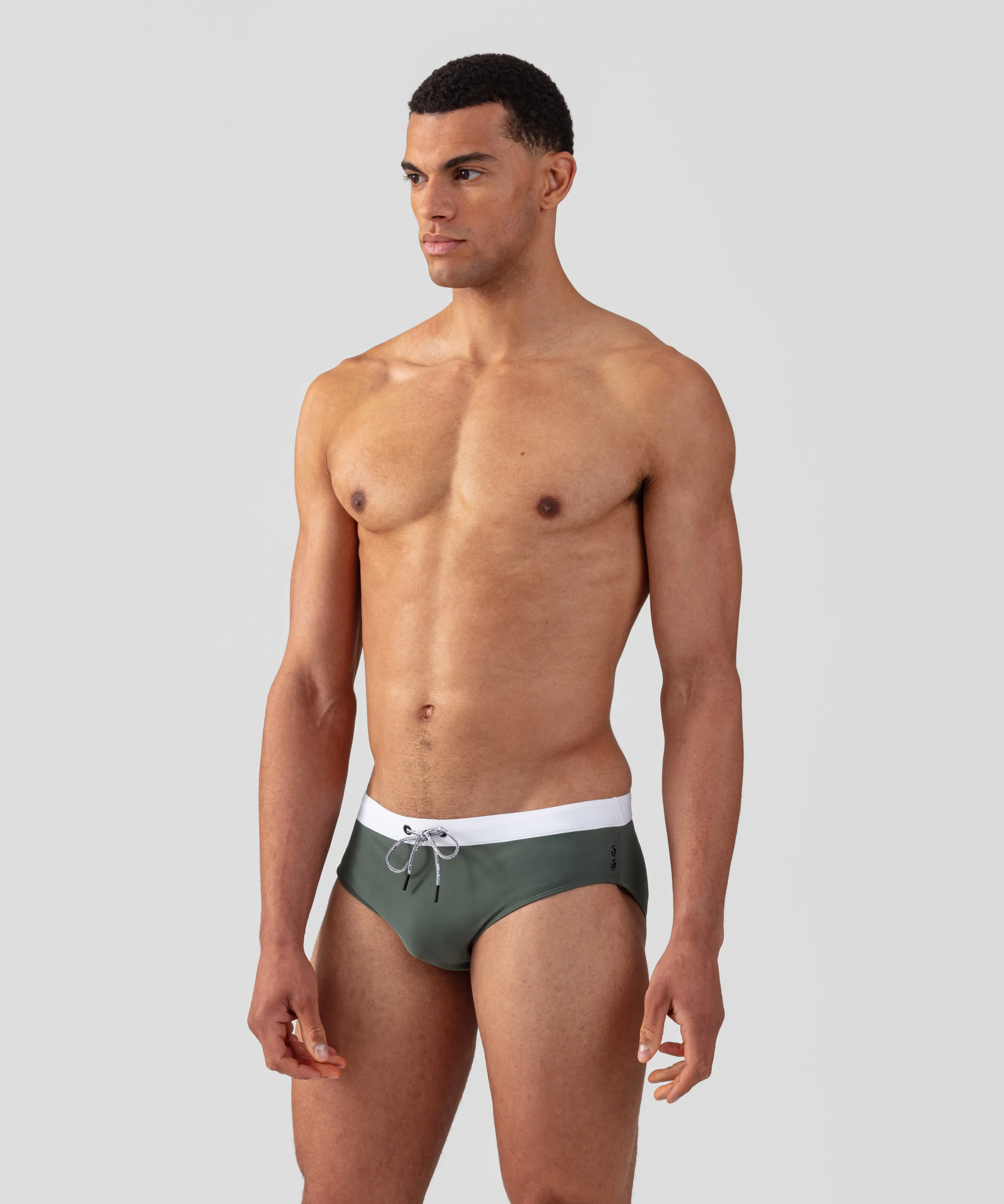 RD Swim Briefs w. White Waistband: Army Green