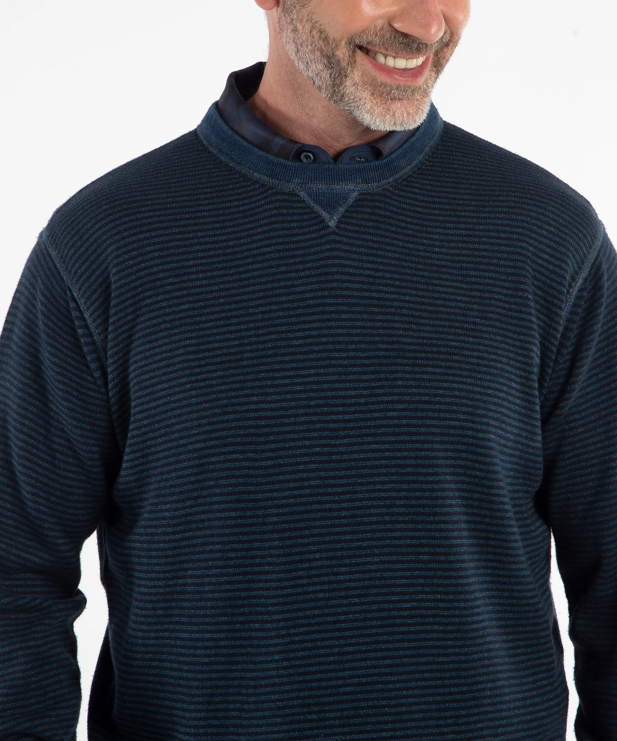 Rule 18 Denim Stripe Crew Sweater