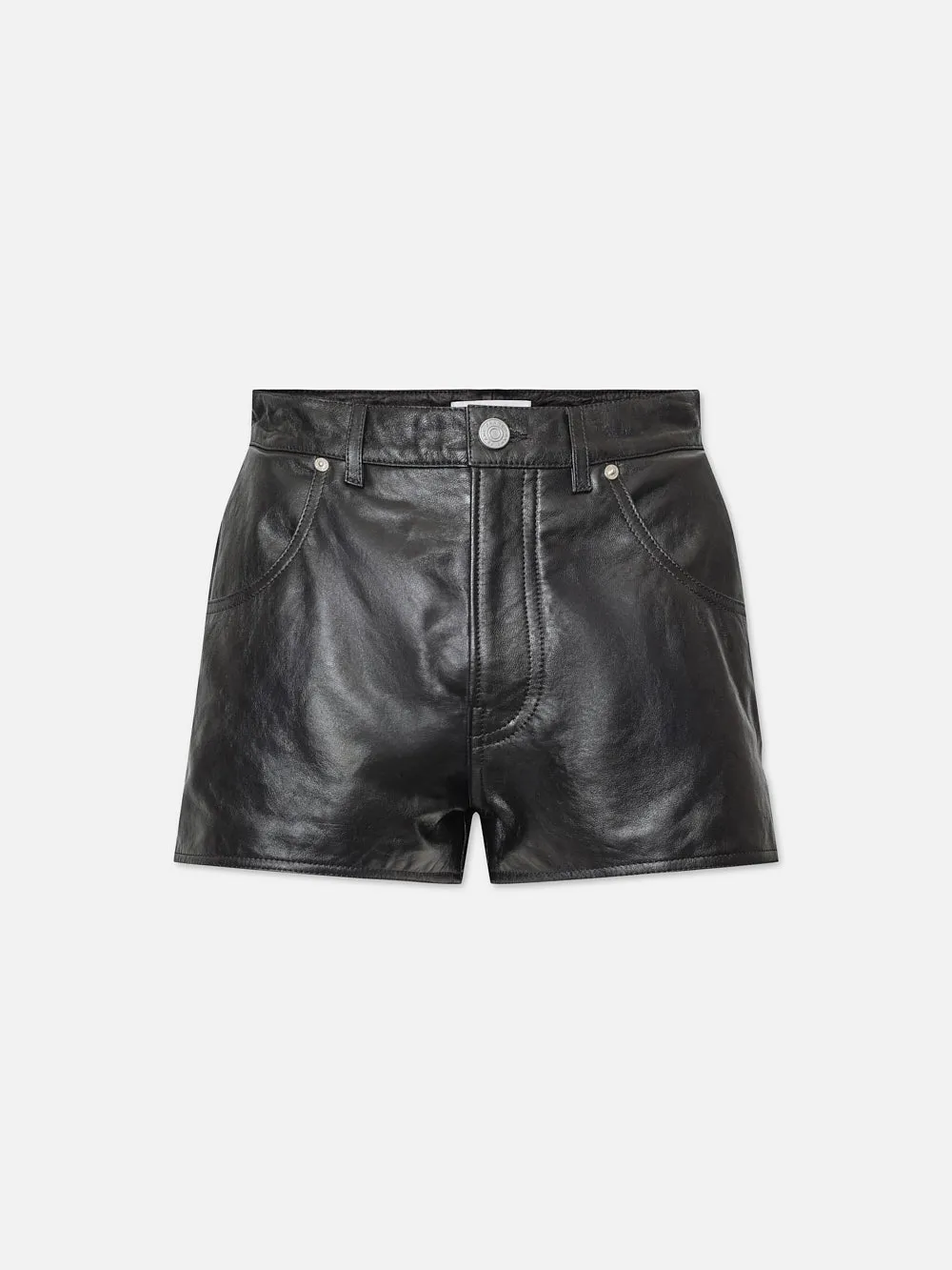 Side Slit Leather Short -- Black