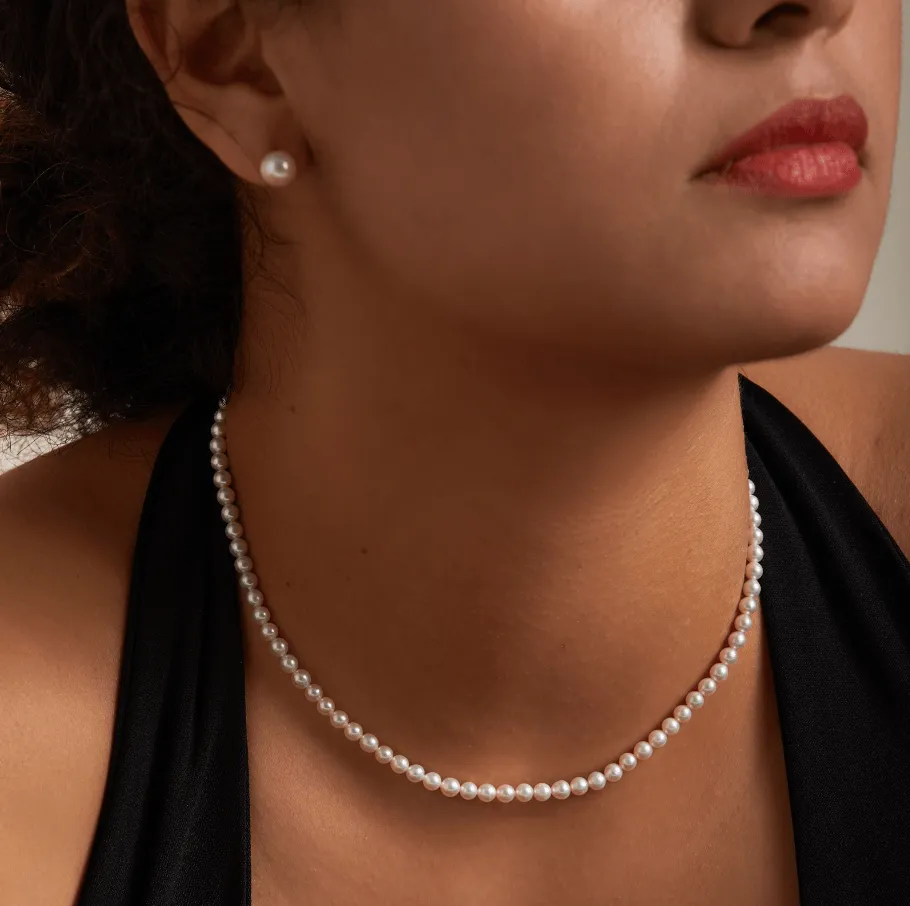 Small Round Pearls 18K Gold Necklace