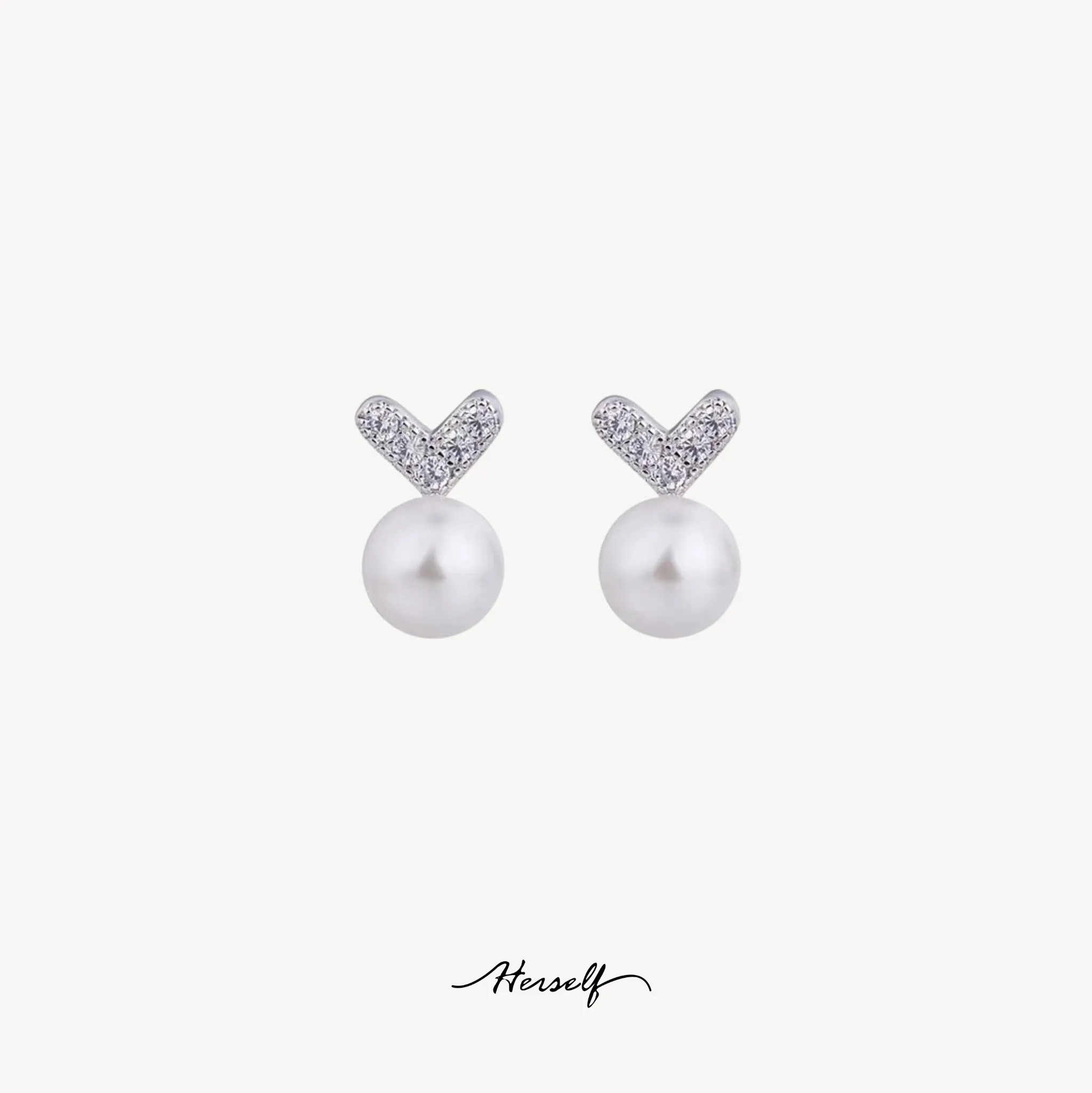 Sterling Silver Heart-Shaped Akoya Pearl Earrings