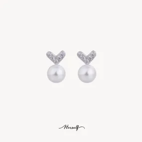 Sterling Silver Heart-Shaped Akoya Pearl Earrings