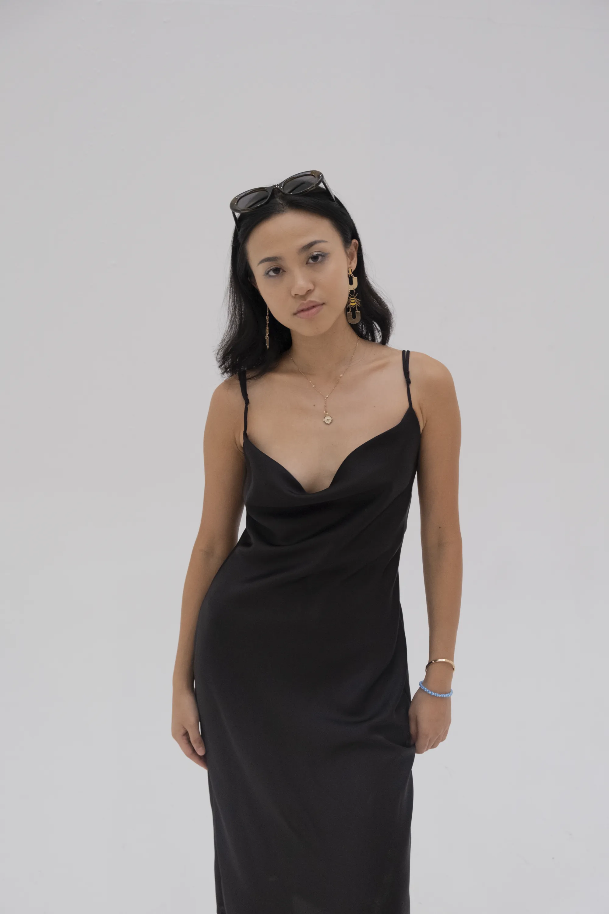 Tina Silk Cowl Neck Midi Dress