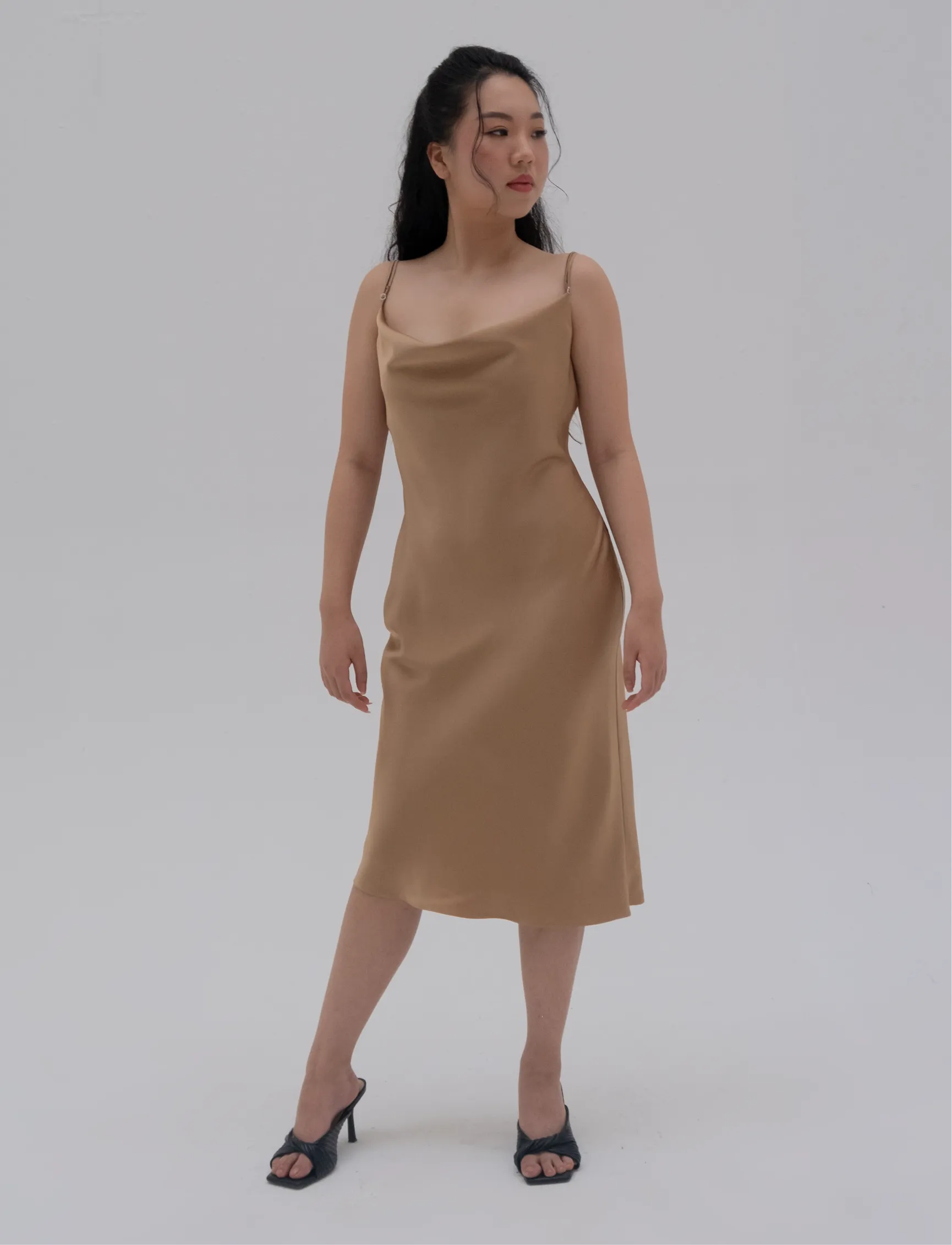 Tina Silk Cowl Neck Midi Dress