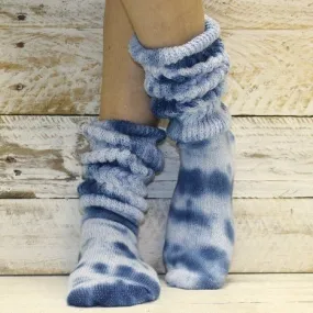 ULTIMATE  cotton  slouch socks women  - Tie dyed indigo blue