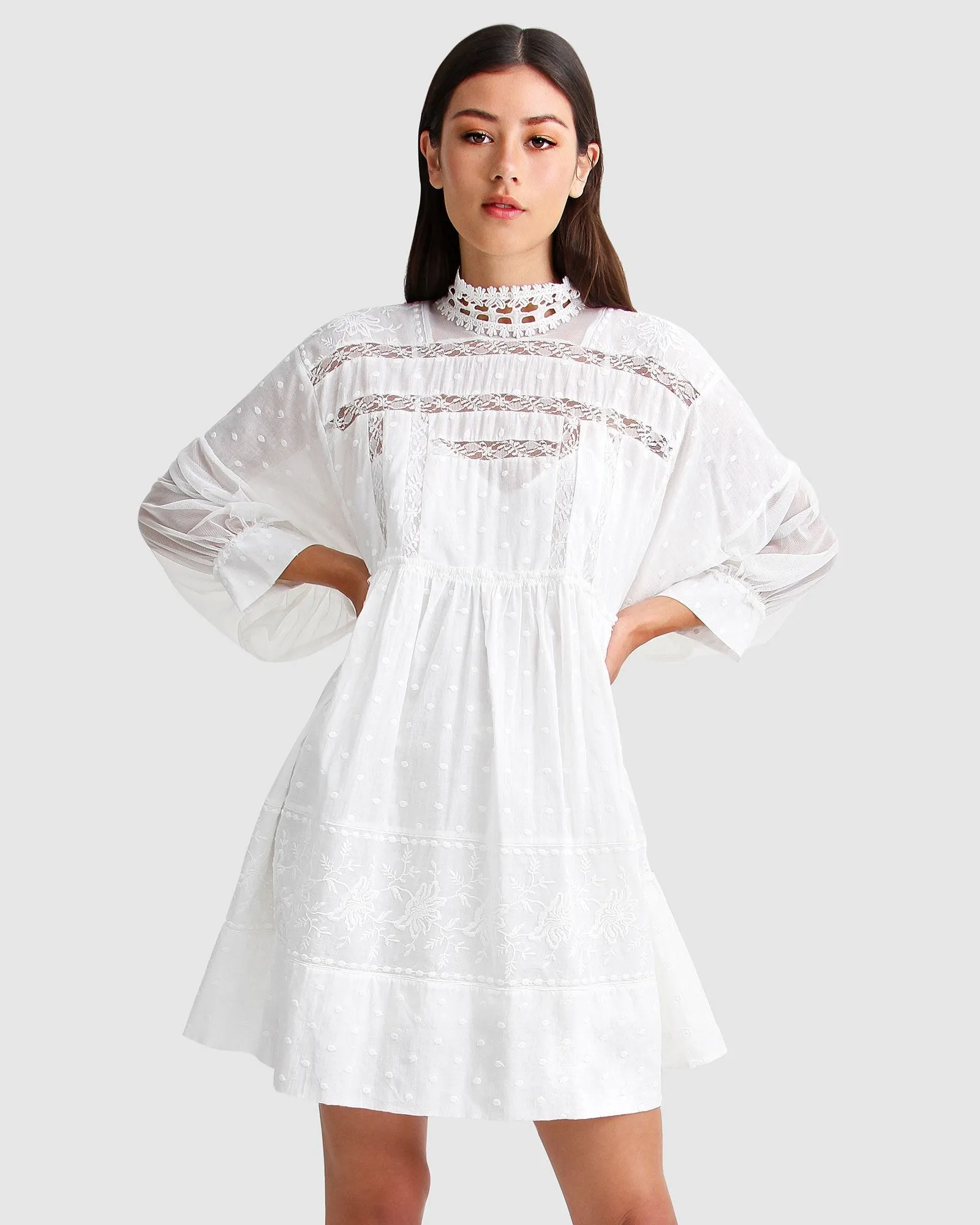 Unforgettable Oversized Lace Mini Dress - White