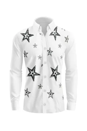 Vercini Star Patterned Cotton Dress Shirt