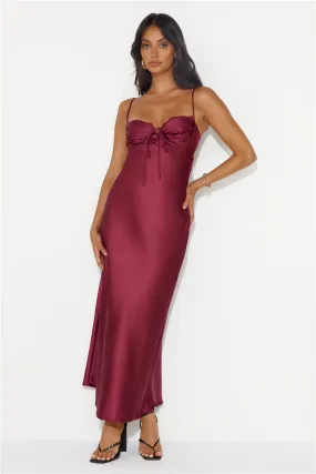 Winery Wedding Satin Maxi Dress Wine