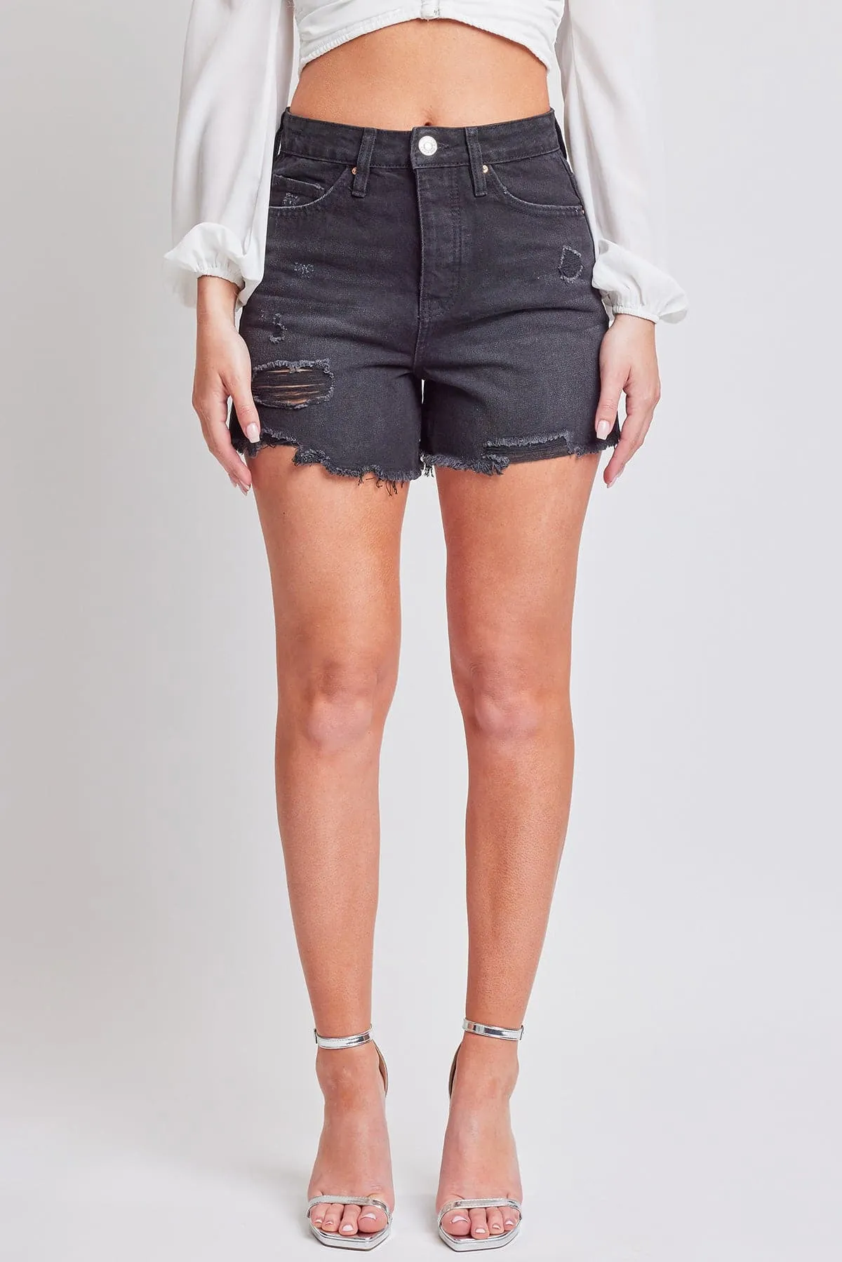 Women's Mom Fit  Shorts-Distressed