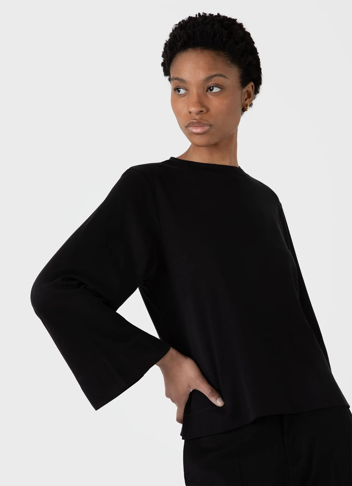 Women's Wide Sleeve T-shirt in Black