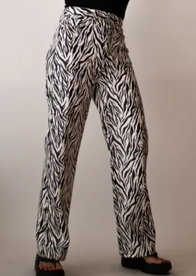 Zebra Straight Leg Faux Leather Pants