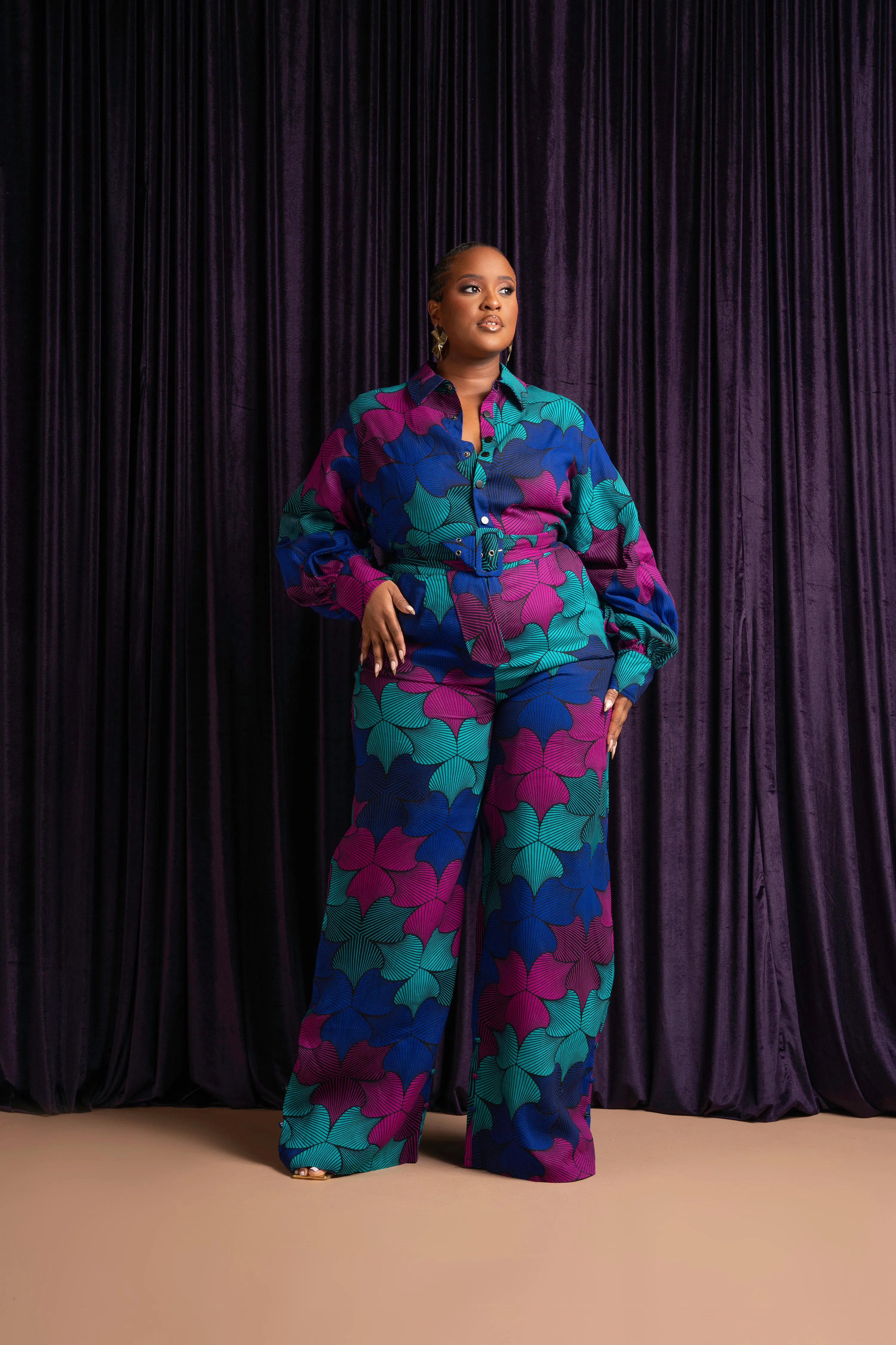 ZURI African print long sleeve jumpsuit