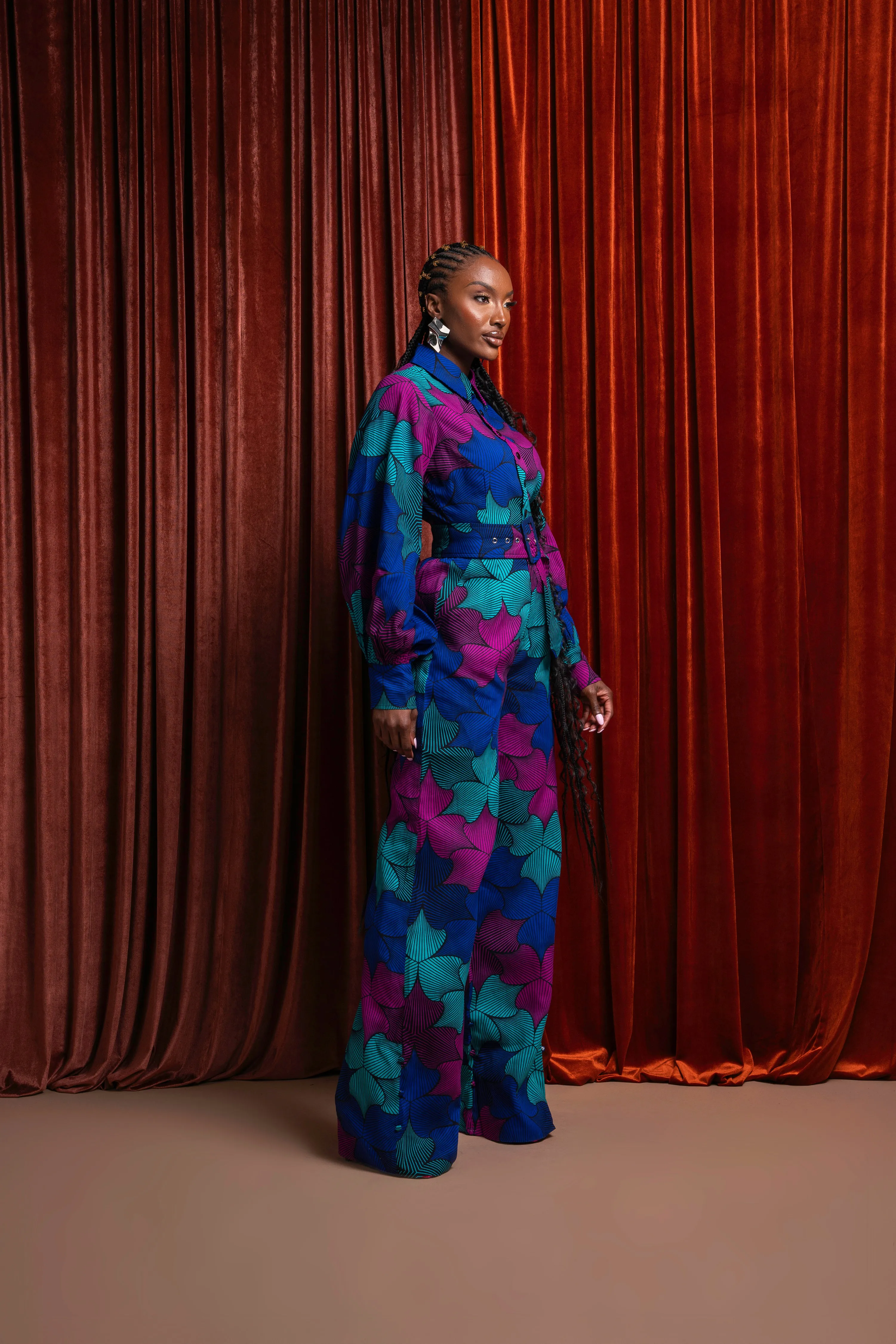 ZURI African print long sleeve jumpsuit